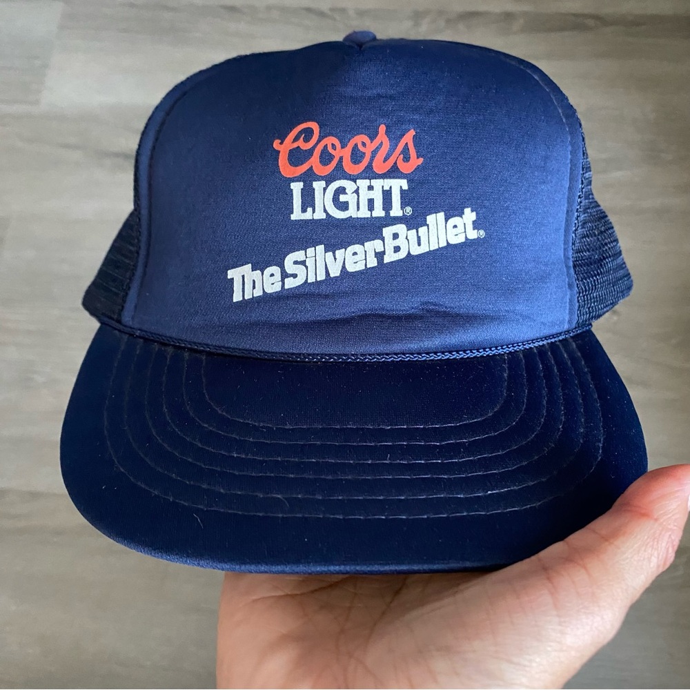 Vintage Coors Light The Silver Bullet Blue SnapBack Hat Cap 80’s